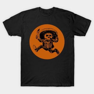 Halloween, Posada Calavera with Machete Black and Gold T-Shirt